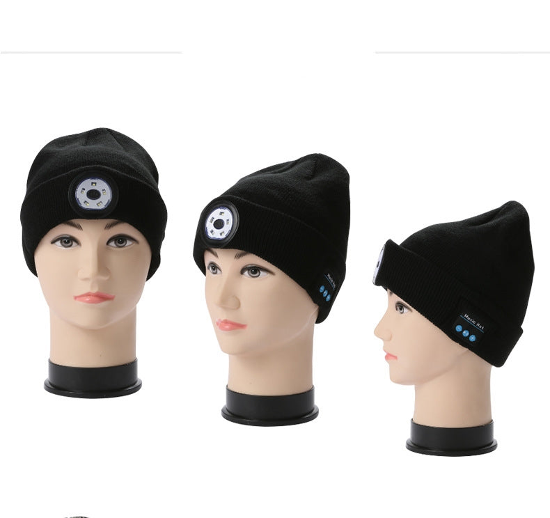 LED Beanie with Bluetooth Headphones - Rechargeable Wireless Music Hat with Built-in Light