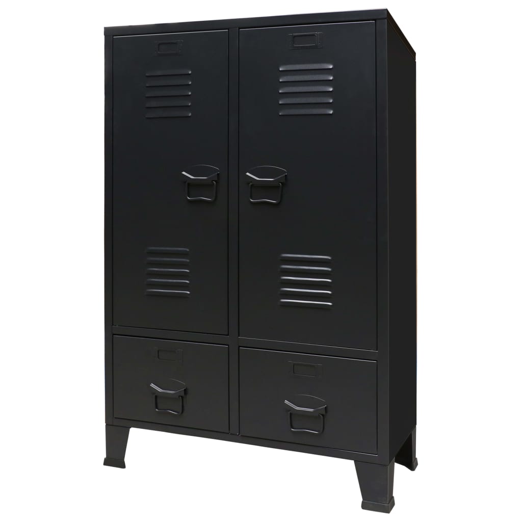 NNEVL Wardrobe Metal Industrial Style 67x35x107 cm Black-0