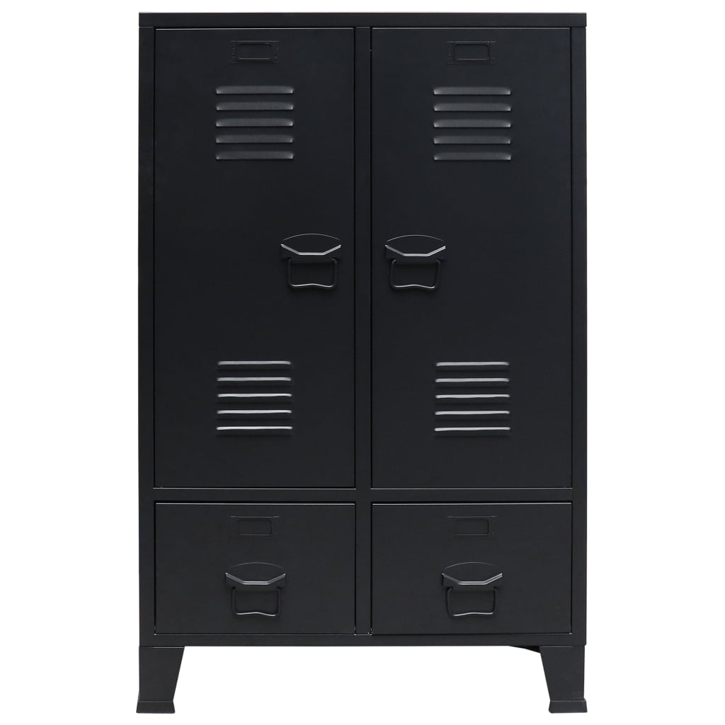 NNEVL Wardrobe Metal Industrial Style 67x35x107 cm Black-1