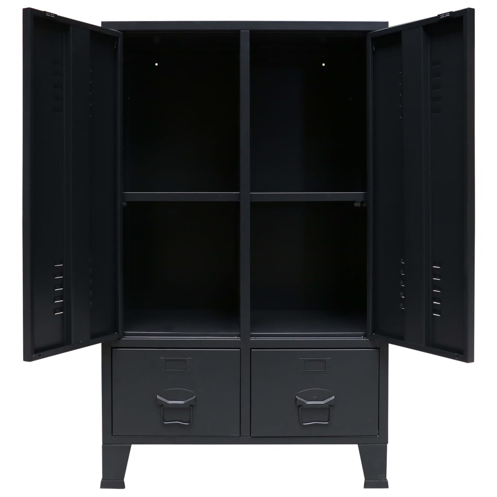 NNEVL Wardrobe Metal Industrial Style 67x35x107 cm Black-3