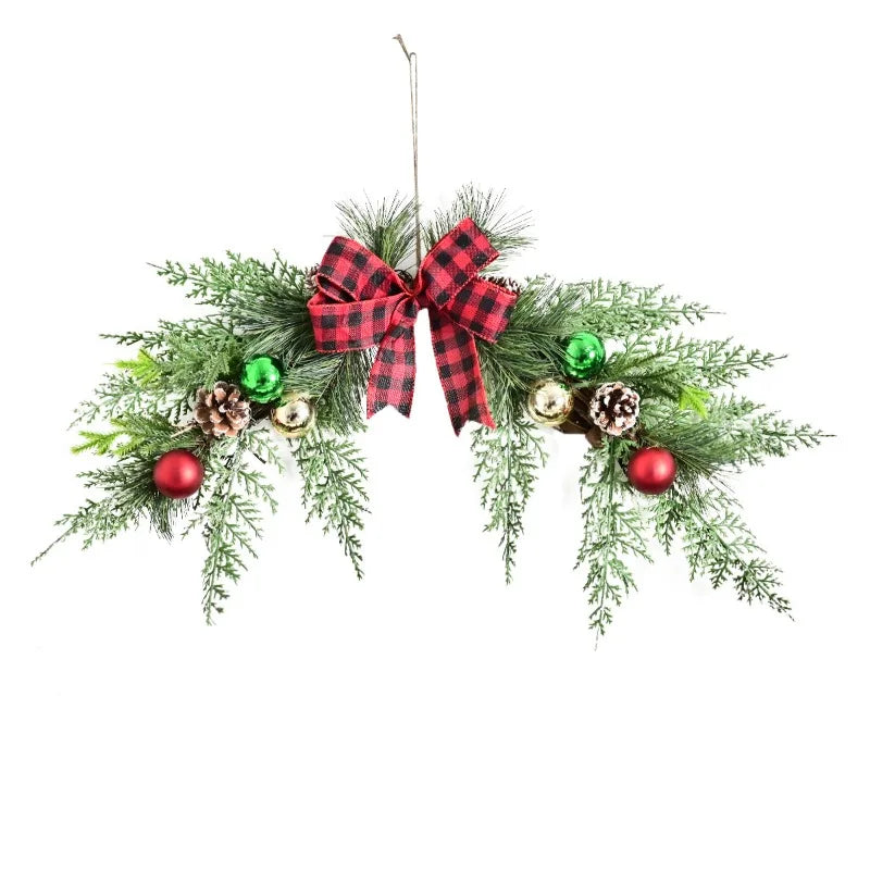 Christmas Wreath Ornament with Pine Leaves and Bow-0