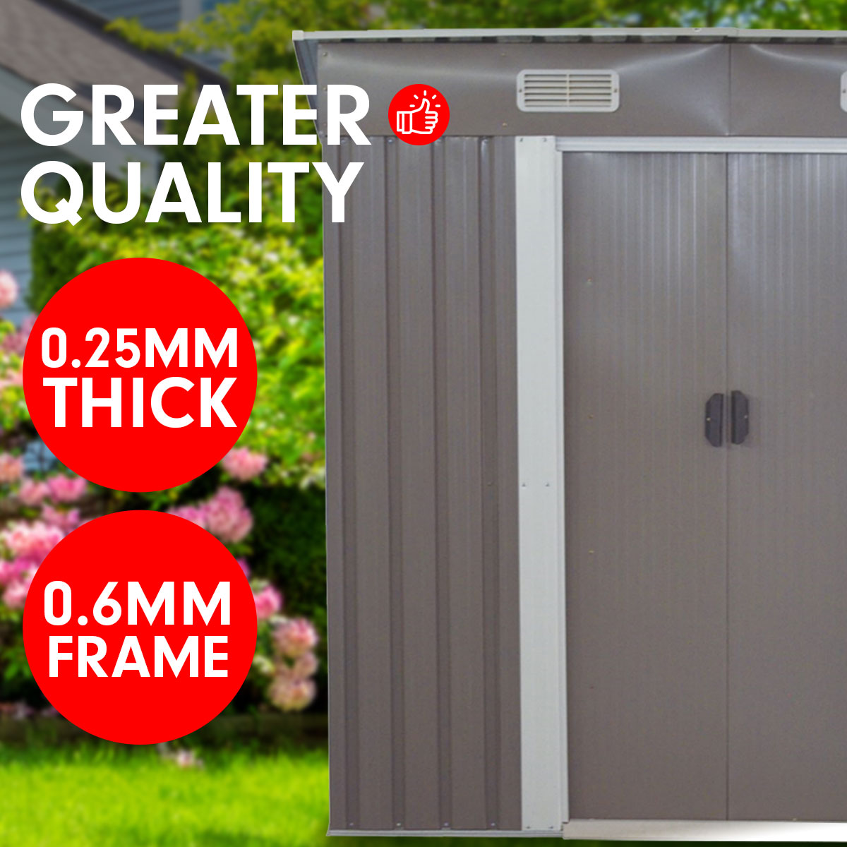 NNEDPE 4ft x 8ft Garden Shed with Base Flat Roof Outdoor Storage - Grey-2