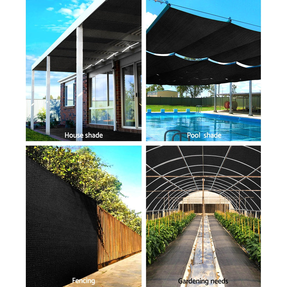 NNEDSZ 50% UV Sun Shade Cloth Shadecloth Sail Roll Mesh Garden Outdoor 3.66x20m Black-3