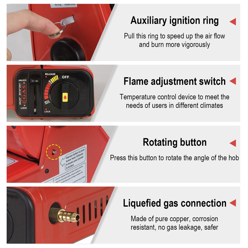 Portable Camping Gas Heater Outdoor Heating Stove Gas Baking Hunting Warmer AU RED
