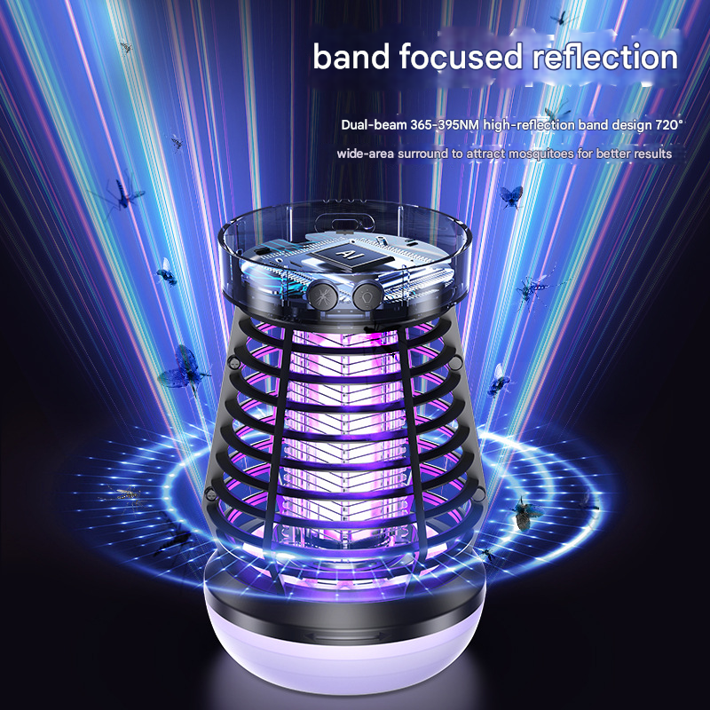 White Rechargeable 3-in-1 Bug Zapper Lantern - Portable UV Mosquito Killer with Camping Light & SOS Mode-1